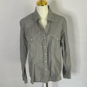 Panhandle Rough Stock Western Pearl Snap Paisley Collared Shirt Size L Cowgirl